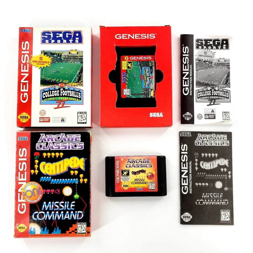 Sega Genesis 3 Core System Bundle Black w/ Box, 2 Games, Cables Tested & Works